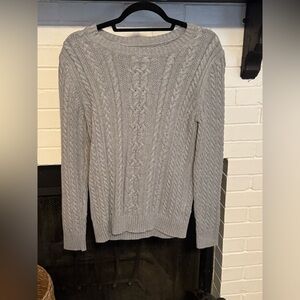 Women's Light Gray Cable Knit Sweater